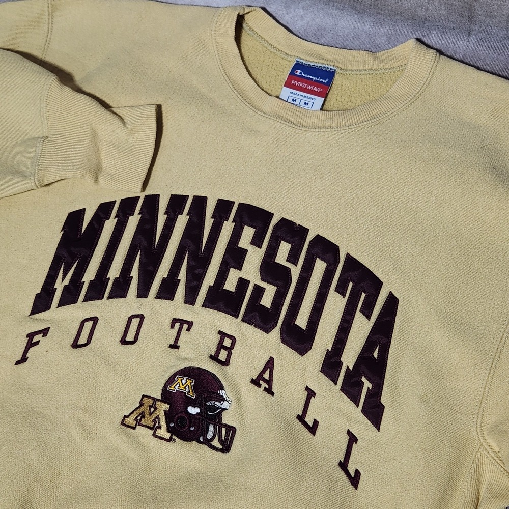 vintage CHAMPION Reverse Weave MINNESOTA FOOTBALL UofM Gophers yellow/gold sz M